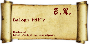 Balogh Mór névjegykártya